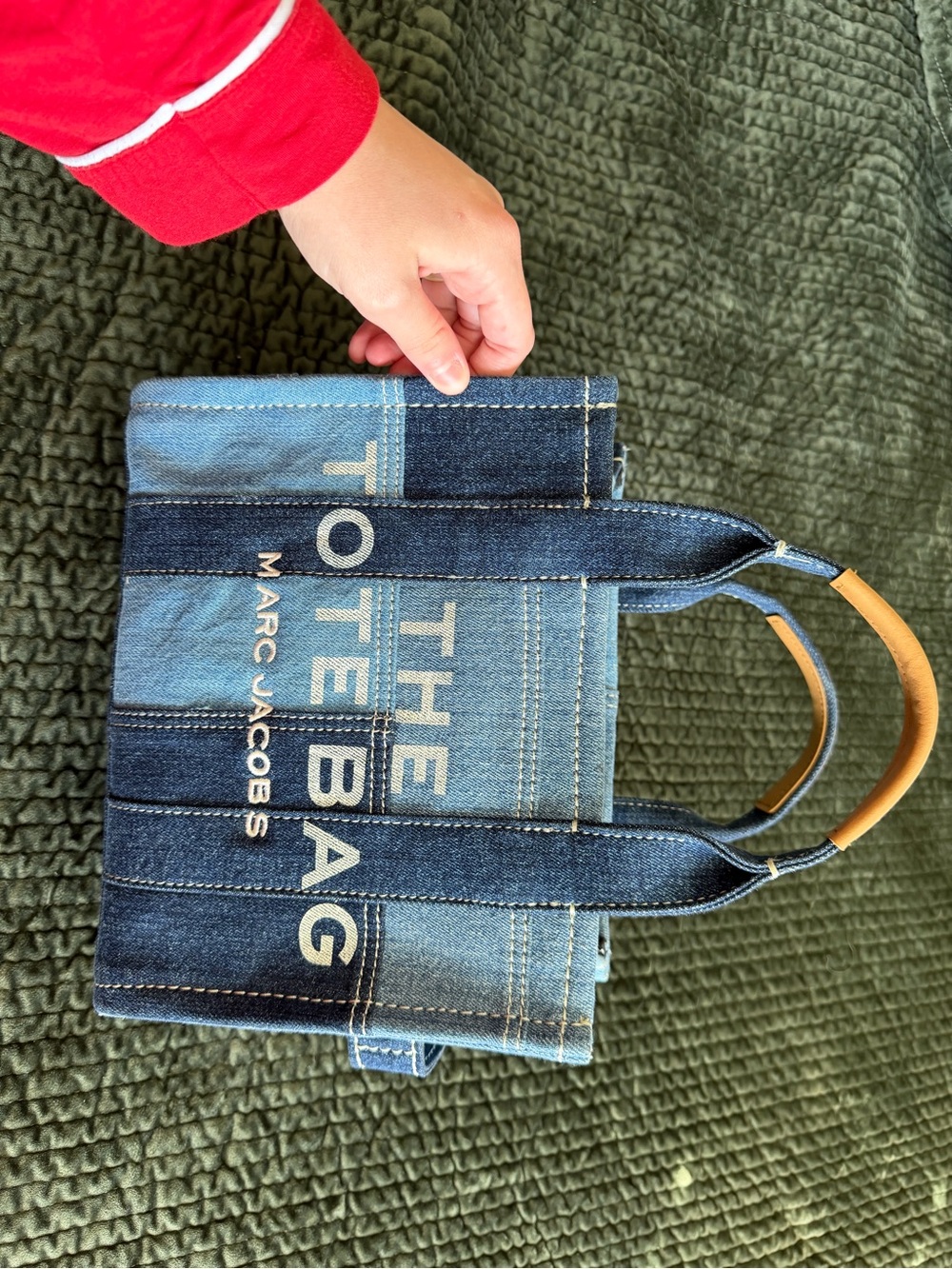 Marc Jacobs Two-Tone Denim 'The Tote Bag' with Tan Handles
